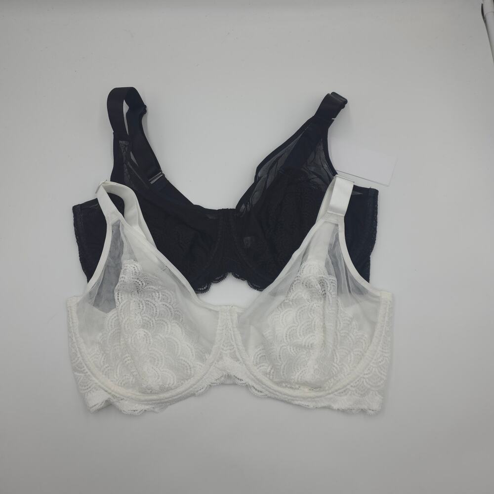 HSIA Bundle of Two Mermaid Scales Lace Unlined Bra in Black White Size 38H